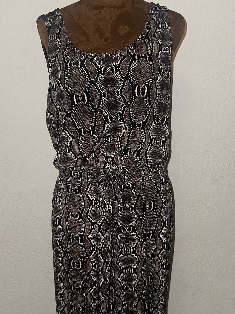Calvin Klein Snake-Print Maxi Dress in Brown and Black